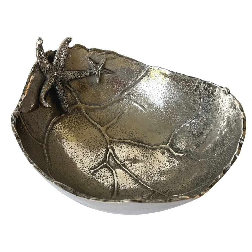 Mariposa Large Starfish Serving Salad Bowl Nautical Coastal‎ Decor Aluminum New